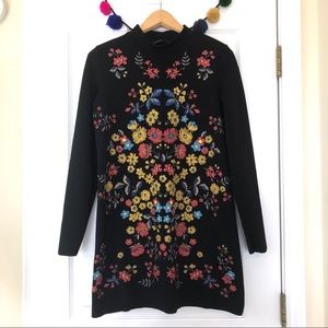 Zara Floral Print Sheath Dress in Black